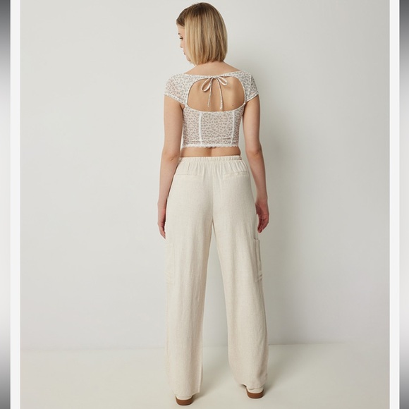 Ardene Pants - Linen Cream Wide Leg Linen Summer Beach Pants